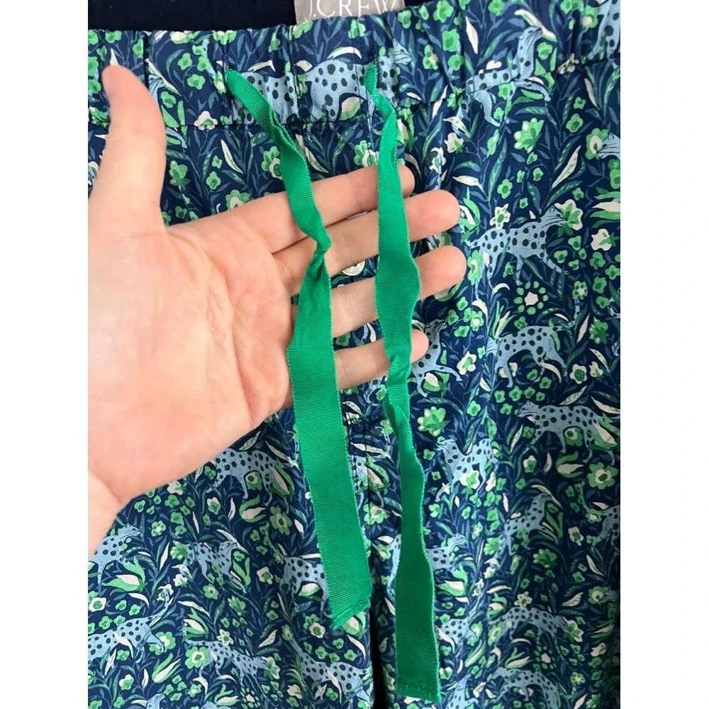 J Crew Pajama Pants Women 2X Blue Green Floral Cheetah Print BM286‎